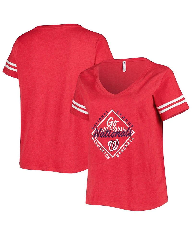 Women's Soft As A Grape Red Washington Nationals Plus Size V-Neck Jersey T-shirt