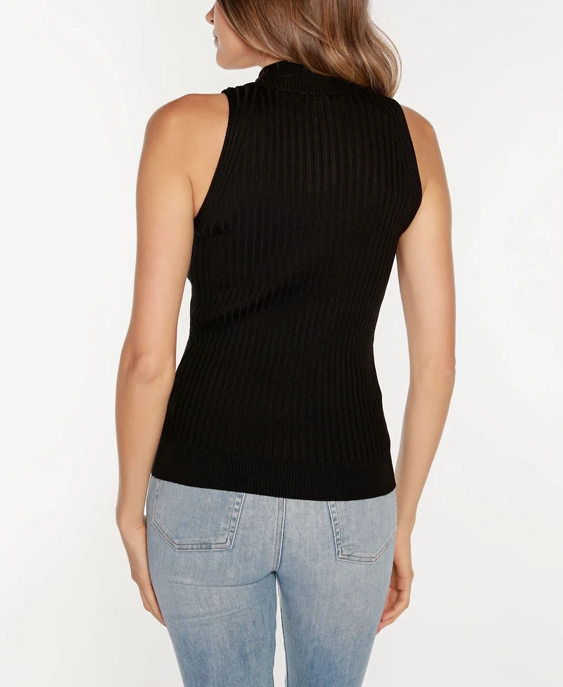 Belldini Black Label Women's Sleeveless Quarter-Zip Sweater