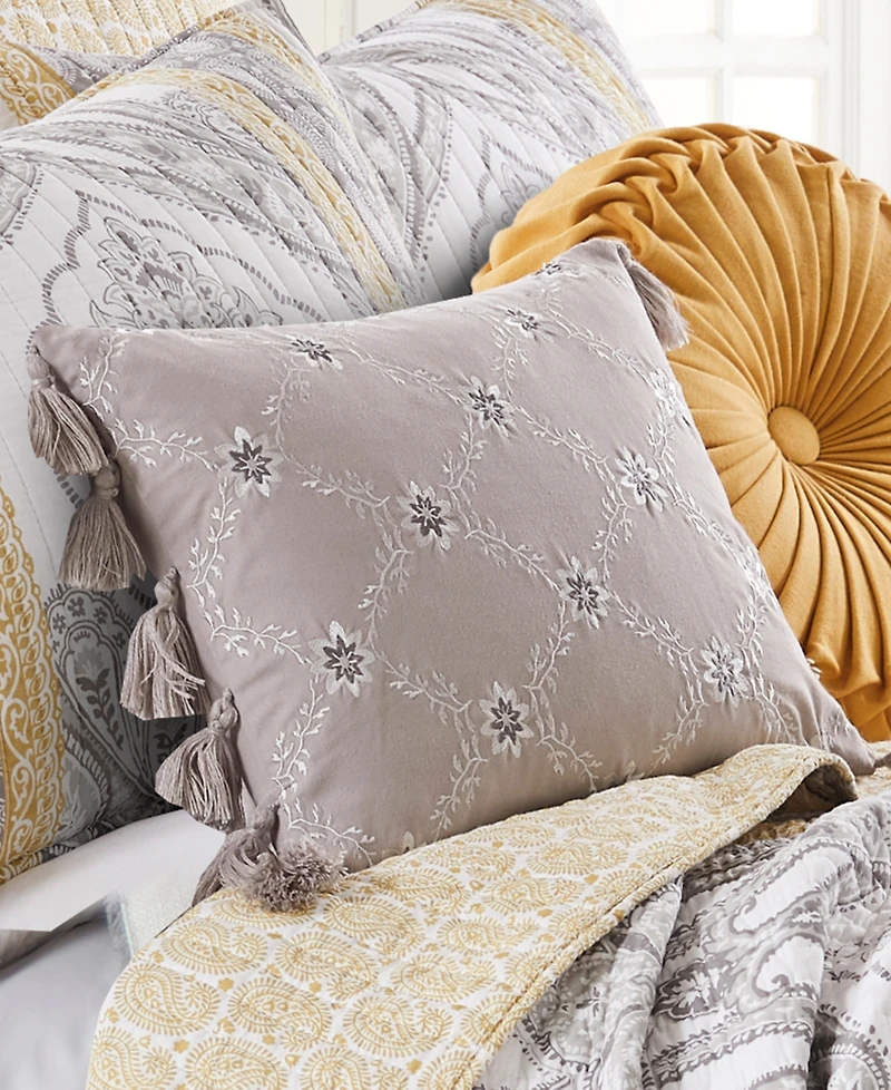 Levtex St. Ives Embroidered Decorative Pillow, 14" x 18"