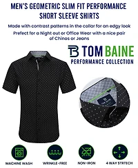 Tom Baine Men's Slim Fit Short Sleeve Performance Stretch Button Down Dress Shirt