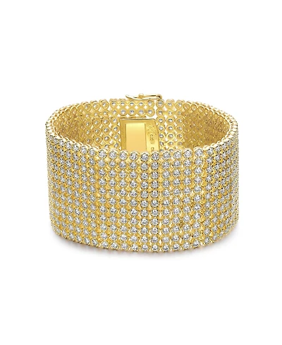 14k Gold Plated with Cubic Zirconia Lux Mesh Link Bracelet