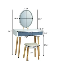 Costway Vanity Makeup Table Touch Screen Dressing Stool Set