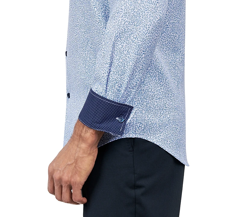 Men's Recycled Slim Fit Floral 4-Way Stretch Performance Dress Shirt
