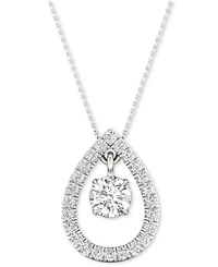 Diamond Orbital Halo Teardrop Pendant Necklace (1/4 ct. t.w.) in 10k White Gold, 16" + 2" extender