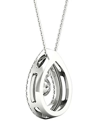 Diamond Orbital Multi Halo Teardrop Pendant Necklace (1/2 ct. t.w.) in 10k White Gold, 16" + 2" extender