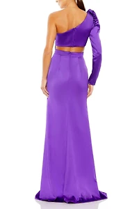 Mac Duggal Women's Ieena Puff One Sleeve Cut Out Side Knot Gown