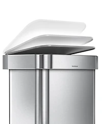 Simplehuman 45 Liter Rectangular Step Kitchen Trash Can with Liner Pocket, Stainless Steel with Gray Plastic Lid