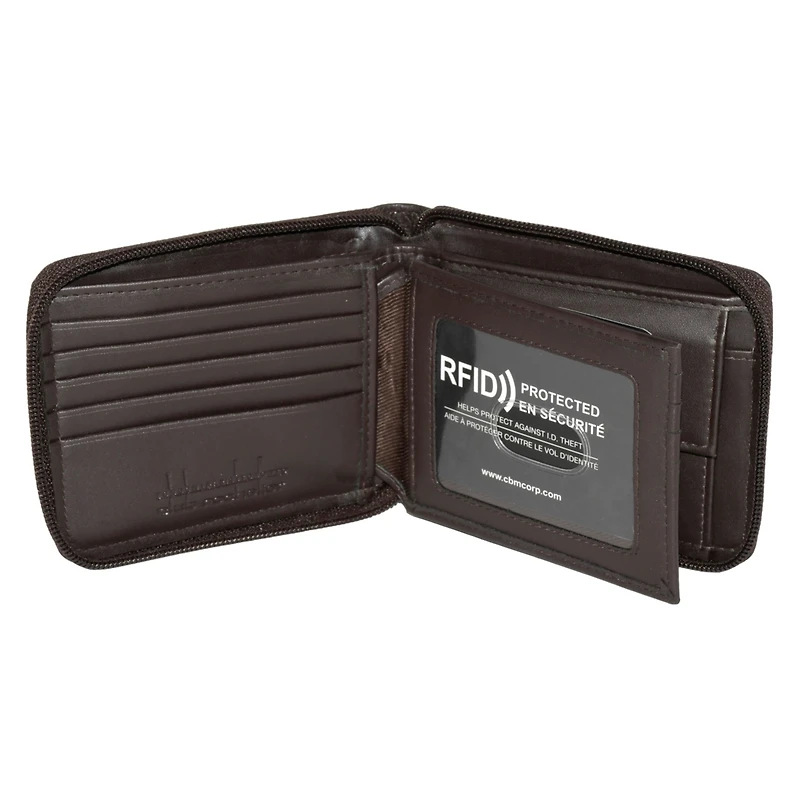 Club Rochelier Men's Zip Around Billfold Wallet