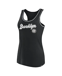 Women's Fanatics Black Brooklyn Nets Wordmark Logo Racerback Tank Top