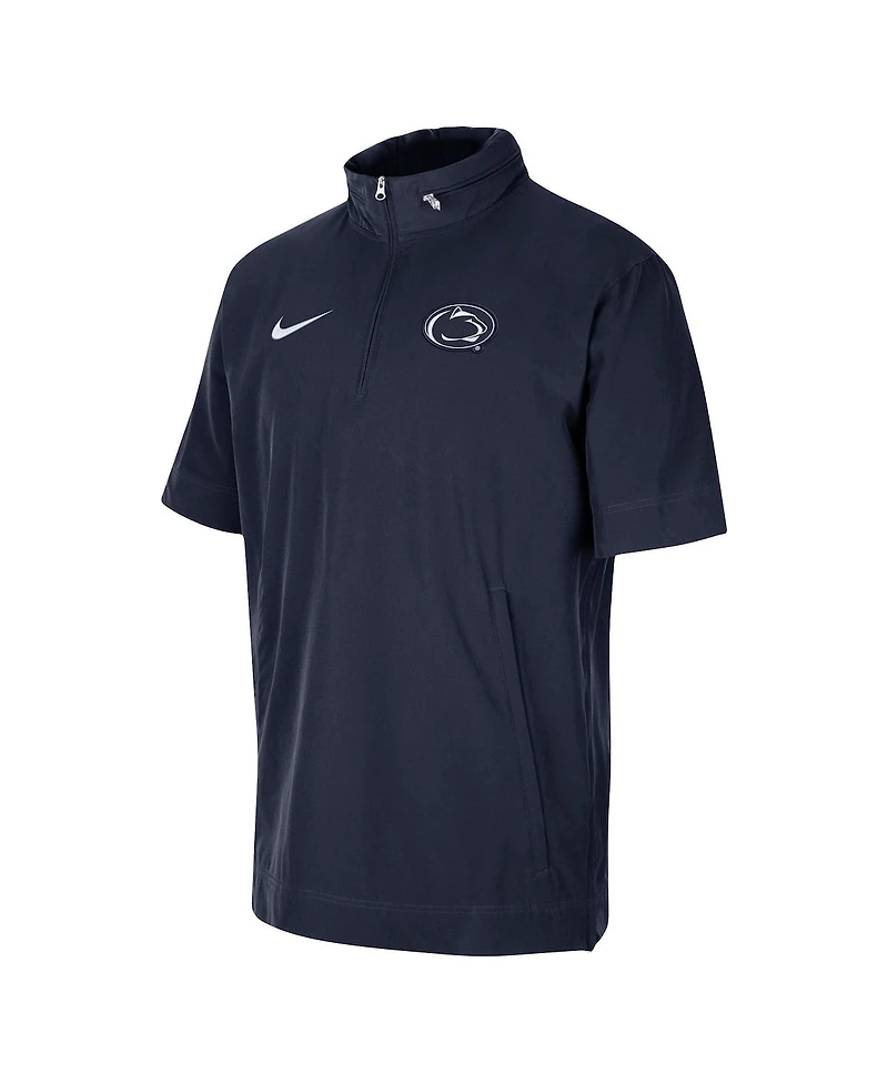 Men's Nike Navy Penn State Nittany Lions Coaches Quarter-Zip Short Sleeve Jacket