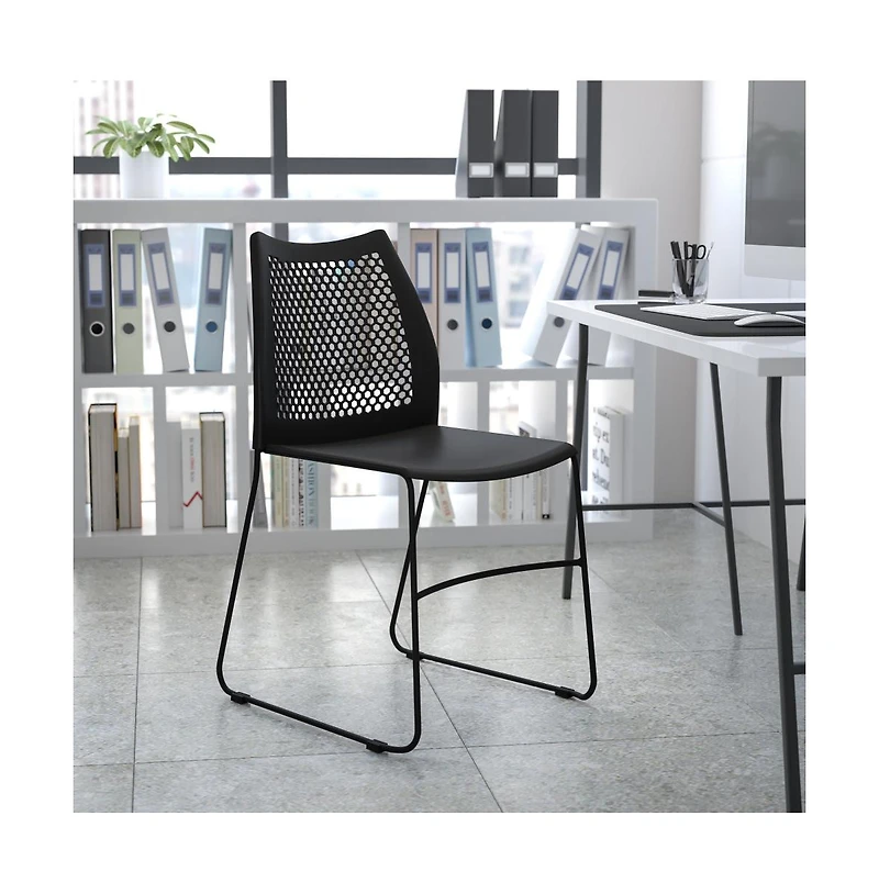 Home And Office Sled Base Stack Chair With Air-Vent Back - Guest Chair