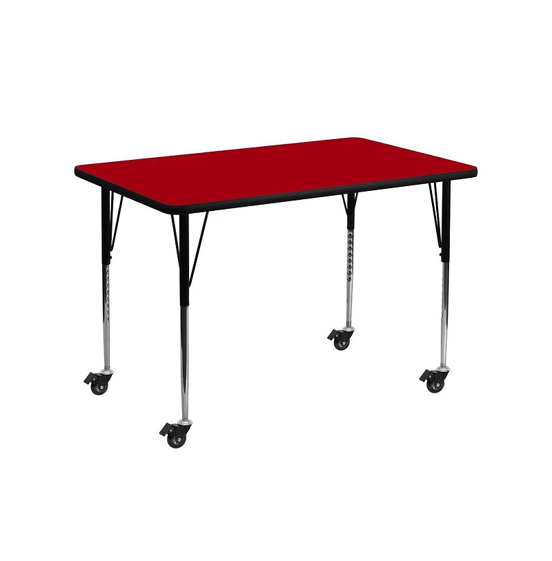 Emma+Oliver Mobile 30X48 Rectangle Laminate Adjustable Activity Table