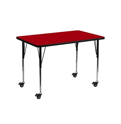 Emma+Oliver Mobile 30X48 Rectangle Laminate Adjustable Activity Table