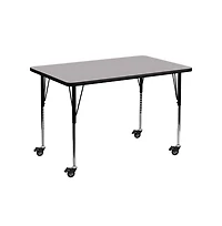 Emma+Oliver Mobile 30X48 Rectangle Laminate Adjustable Activity Table