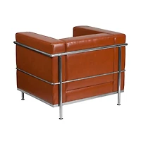 Contemporary Leathersoft Chair With Double Bar Encasing Frame
