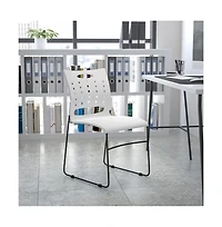 Emma+Oliver Home Office Plastic Accent Sled Base Stack Chair - Air-Vent Back