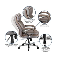 Emma+Oliver 500 Lb. Big & Tall Leathersoft Executive Ergonomic Office Chair With Wide Seat