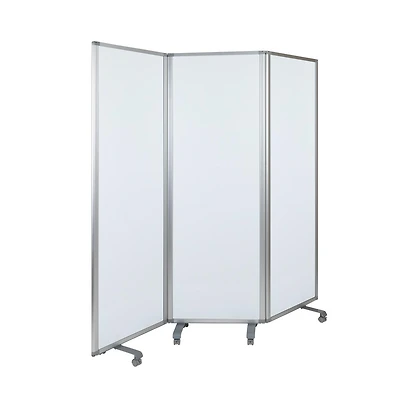 Emma+Oliver Mobile Magnetic Whiteboard 3 Section Partition With Locking Casters, 72"H X 24"W