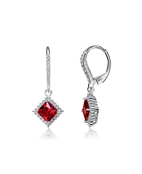 Sterling Silver Red and Clear Cubic Zirconia Dangle Earrings