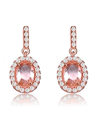 18K Rose Gold Overlay Circle Champagne Cubic Zirconia Earrings