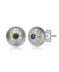 White Gold and 14K Plated Colored Stud Cubic Zirconia Earrings
