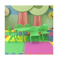 Emma+Oliver 24"W X 48"L Rectangular Plastic Height Adjustable Activity Table Set With Chairs