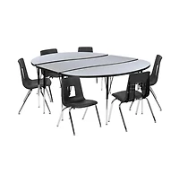 Emma+Oliver 86" Oval Wave Collaborative Laminate Activity Table Set With 16" Student Stack Chairs