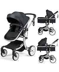 Costway Baby Folding Aluminum Bassinet Reversible Stroller