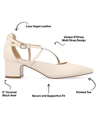 Journee Collection Women's Galvinn Crisscross Pointed Toe Pumps