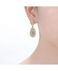 White Gold and 14K Gold Plated Sunny Array Cubic Zirconia Drop Earrings