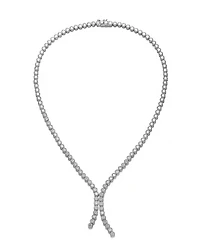 White Gold Plated Clear Round Cubic Zirconia Bezel Set Necklace