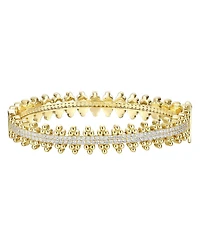 14k Gold Plated Sterling Silver with Cubic Zirconia Beaded Cluster Link Tennis Bracelet