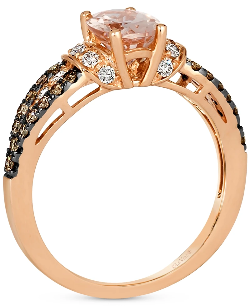 Le Vian Peach Morganite (7/8 ct. t.w.) & Diamond (1/2 ct. t.w.) Ring in 14k Rose Gold