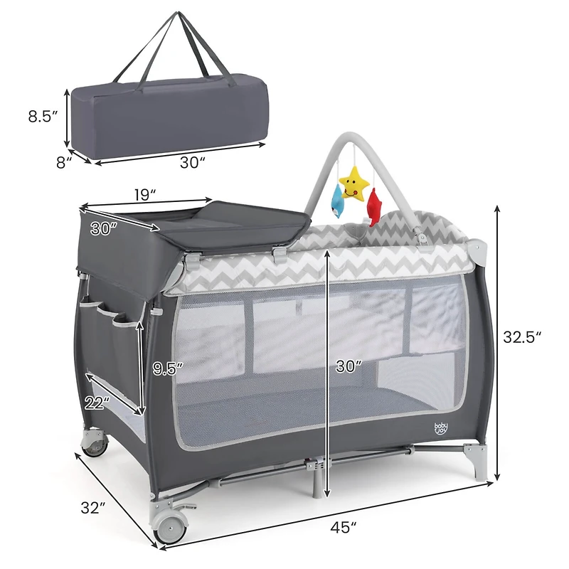 Costway Baby 3 in 1 Playard Portable Nursery Center