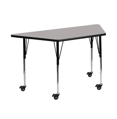 Emma+Oliver Mobile 29X57 Trapezoid Hp Laminate Adjustable Activity Table