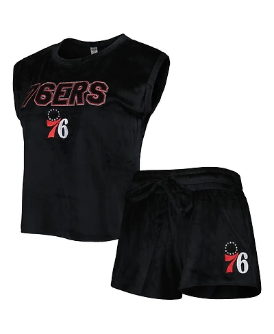 Women's Concepts Sport Black Philadelphia 76ers Intermission T-shirt and Shorts Sleep Set