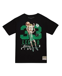 Men's Mitchell & Ness Larry Bird Black Boston Celtics Hardwood Classics Caricature T-shirt