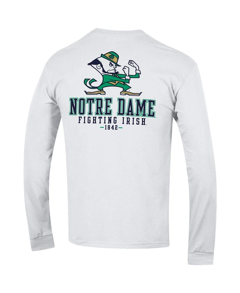 Men's Champion White Notre Dame Fighting Irish Team Stack 3-Hit Long Sleeve T-shirt
