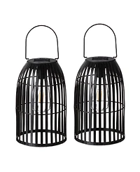 Glitzhome 9.75" H Metal Woven Solar Powered Outdoor Hanging Lantern