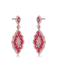 18K Rose Gold Plated Clear and Red Cubic Zirconia Accent Dangle Earrings