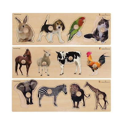 Edushape Kaplan Early Learning Large Knob Animal Puzzle Set - Set of 3