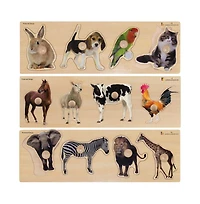 Edushape Kaplan Early Learning Large Knob Animal Puzzle Set - Set of 3