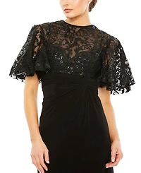 Mac Duggal Women's Embellished Butterfly Sleeve Gown