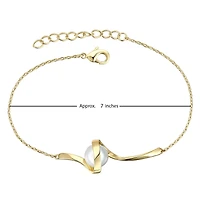 Gv Sterling Silver 14k Gold Plated With 7mm White Freshwater Pearl Adjustable Layering Bracelet