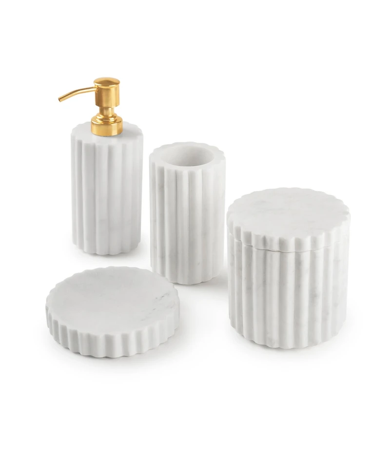 Gauri Kohli Roksana White Marble Bath Accessories, Set of 4