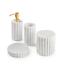 Gauri Kohli Roksana White Marble Bath Accessories, Set of 4