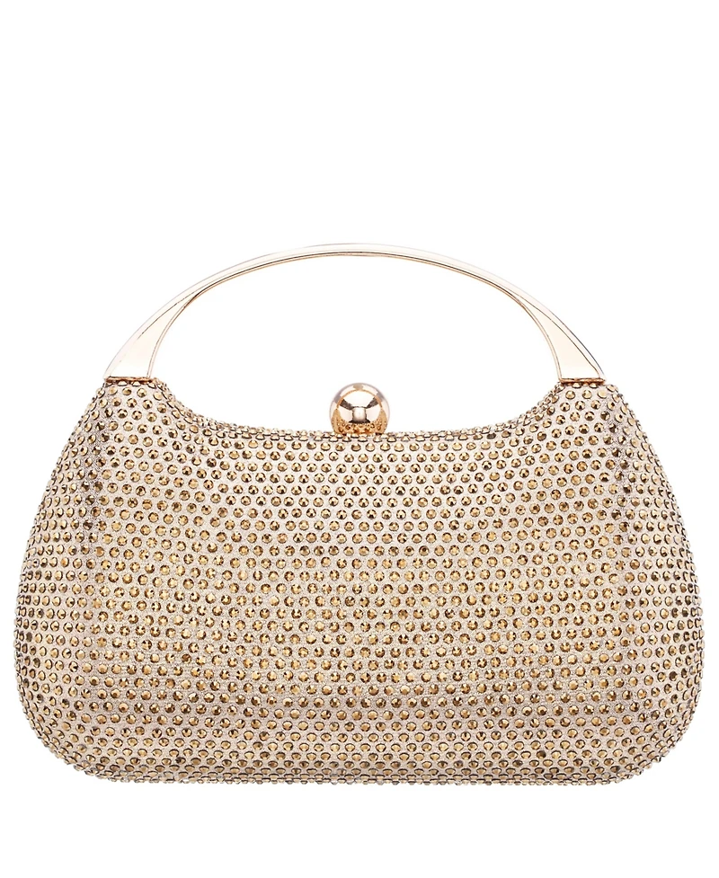 Nina Crystal Minaudiere with Metal Handle