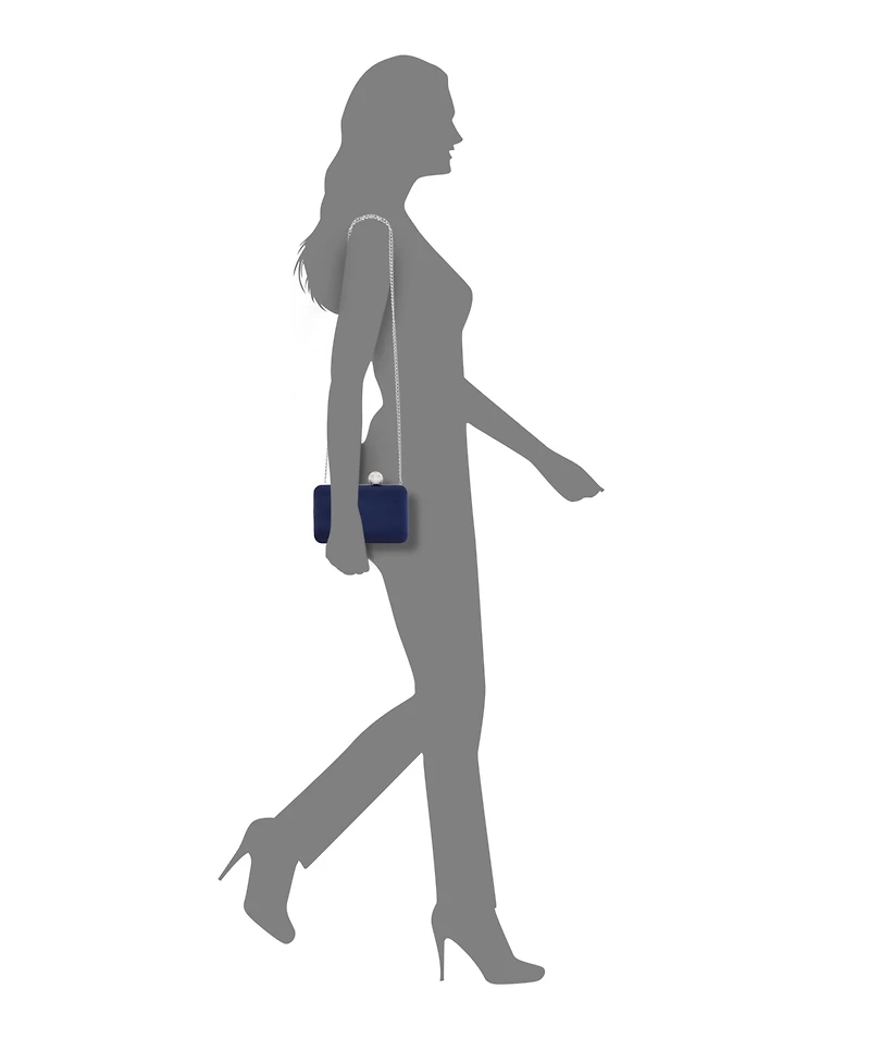 Nina Satin Minaudiere Crystal Clasp Clutch