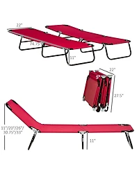 Outsunny Folding Chaise Lounge Pool Chairs, Reclining Back, Steel Frame & Breathable Mesh for Beach, Yard, Patio