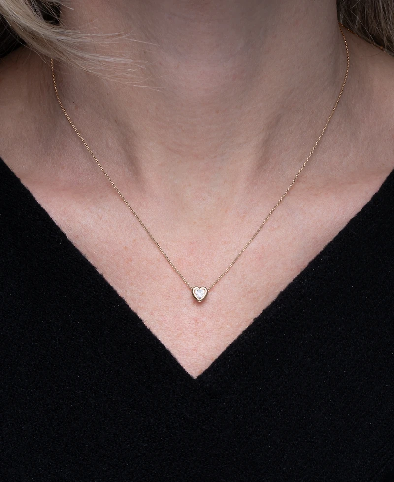 Diamond Heart Pendant Necklace (1/4 ct. t.w.) 14k Gold, 16" + 2" extender